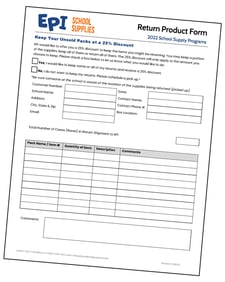 Return Product Form